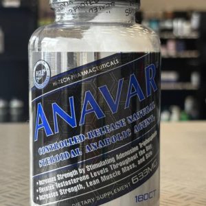 Anavar medication container labelled with dosage information in milligrams, placed on a clean white surface. Anavar For Sale Australia